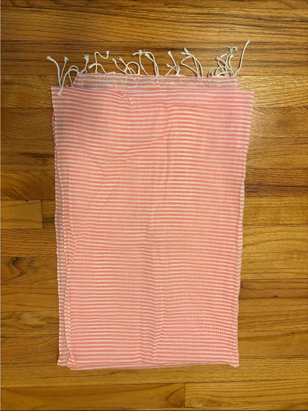 Light weight cotton peach stripe scarf. Like new